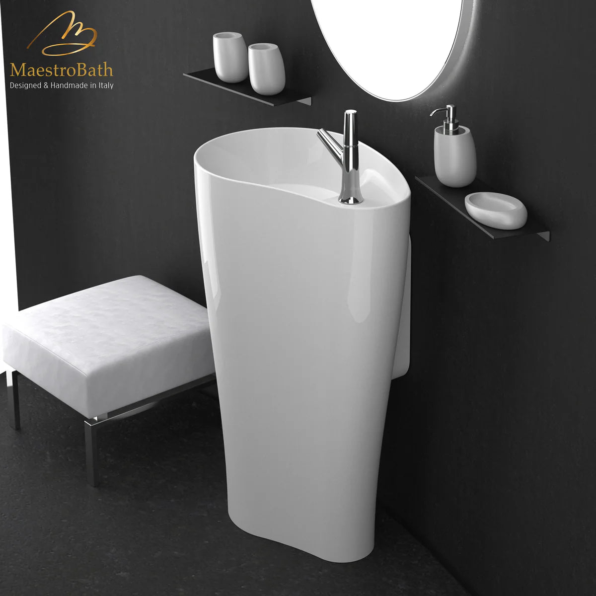 SEI Contemporary Pedestal Sink-MaestroBath Designer Edition