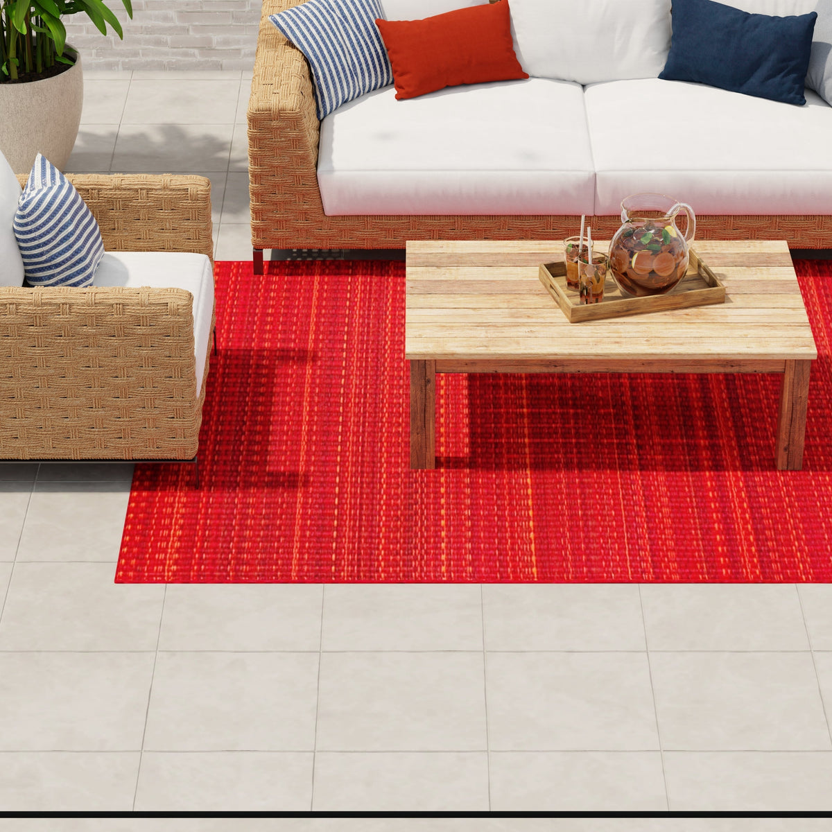 Warm Red Rug-Recycled Plastic by Mad Mats