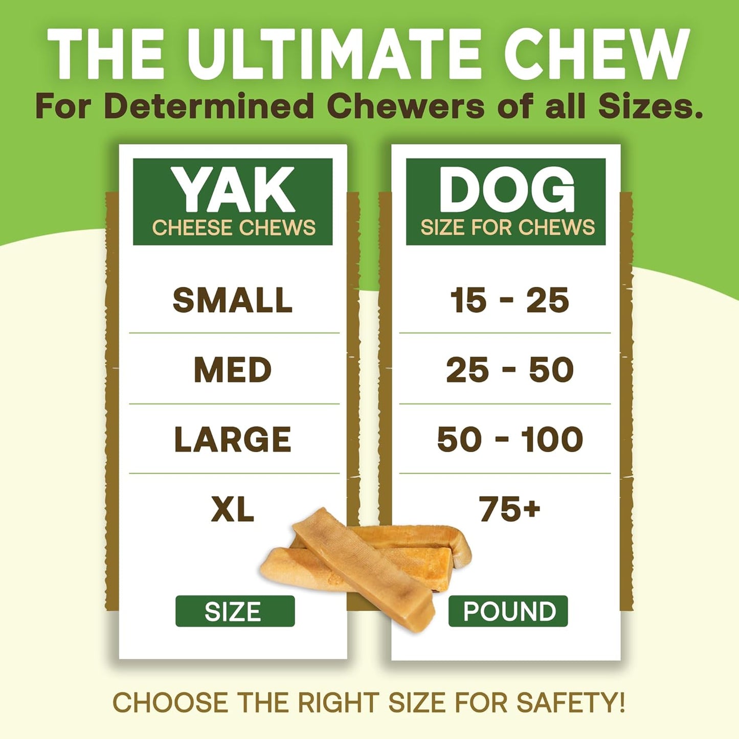 Gold Yak Chews for Large Dogs (1 lb to 5lb Bags)