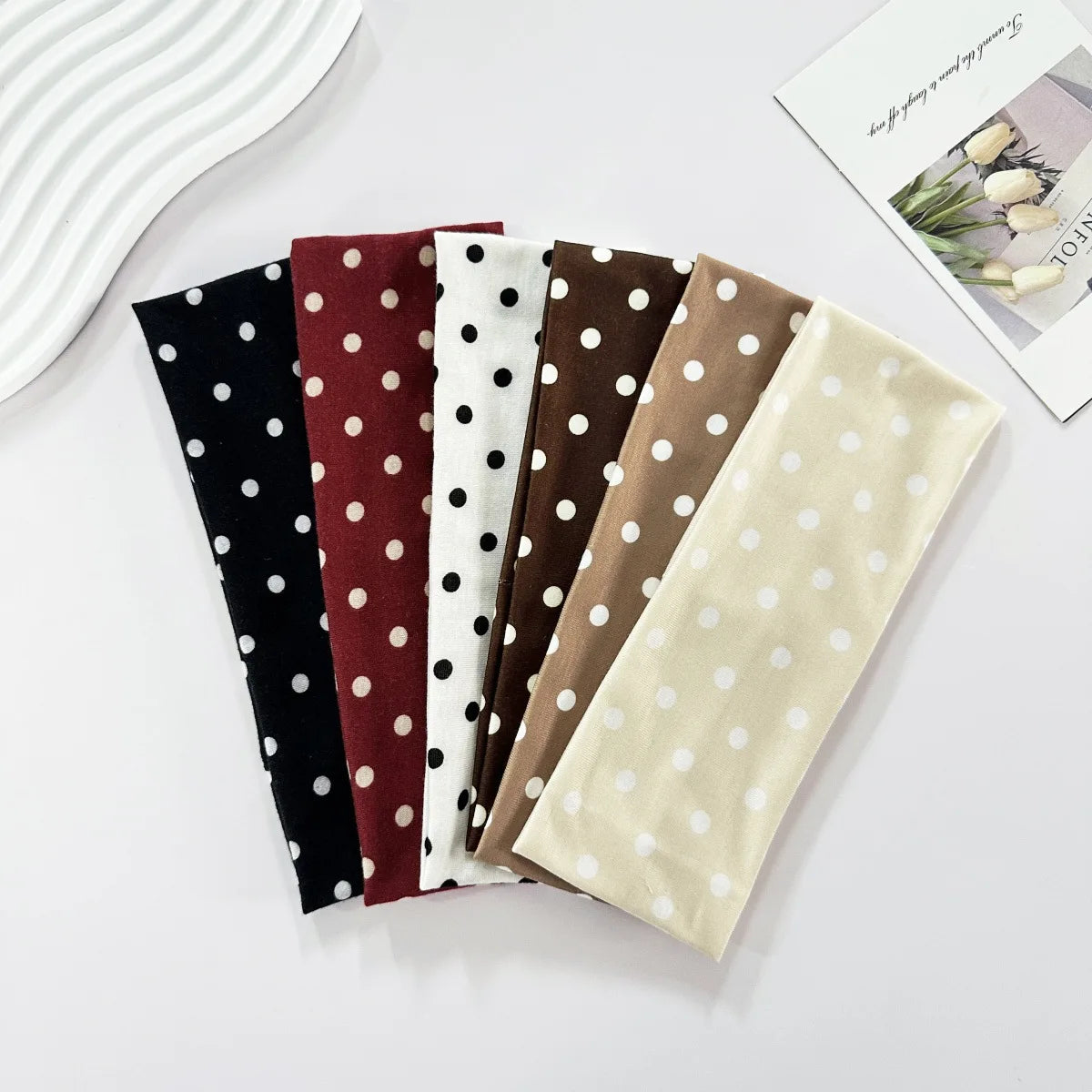 1pc Polka Dot Yoga Elastic Headband – Fashionable Dot-pattern Makeup