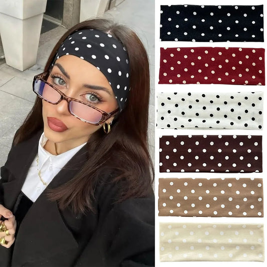 1pc Polka Dot Yoga Elastic Headband – Fashionable Dot-pattern Makeup
