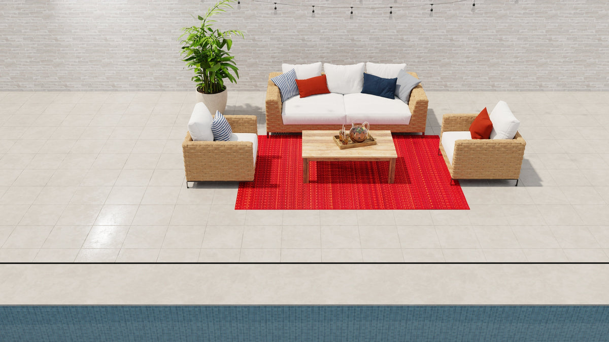 Warm Red Rug-Recycled Plastic by Mad Mats