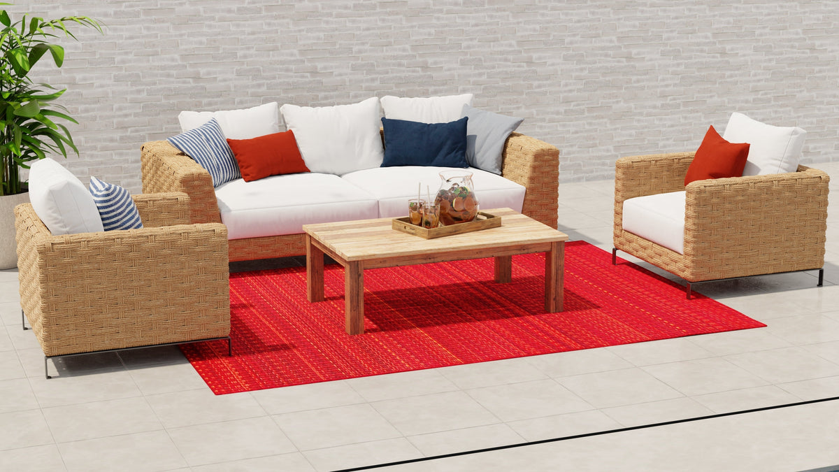 Warm Red Rug-Recycled Plastic by Mad Mats