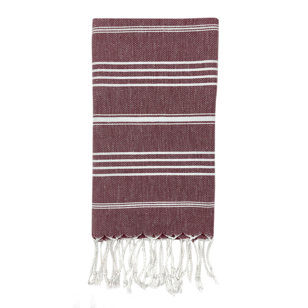 Classic Turkish Hand Towel – 100% Cotton, Hand-Knotted Fringe